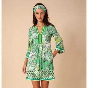 NWT Hale Bob Rosamund Jersey Dress Green Paisley Print Size Small